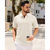 image:imageMens Polo Shirts Short Sleeve Textured Knit Casual Stretchy Golf ShirtsBeige