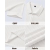 image:imageMens Polo Shirts Short Sleeve Textured Knit Casual Stretchy Golf ShirtsWhite