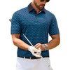 image:imageMens Polo Shirts Stretch Dry Fit Printed Golf Shirt Summer Party Beach TopsNavy Teal Flower
