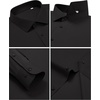 image:imageMens SilkBlend Dress Shirt Long Sleeve Regular Fit Button Down ShirtsBlack