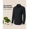 image:imageMens SilkBlend Dress Shirt Long Sleeve Regular Fit Button Down ShirtsBlack