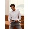 image:imageMens SilkBlend Dress Shirt Long Sleeve Regular Fit Button Down ShirtsWhite
