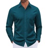 image:imageMens Dress Shirt Long Sleeve Wrinkle Free Stretch Button Down ShirtPeacock Blue