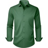 image:imageMens Dress Shirts Long Sleeve Stretch Wrinkle Free Work Button Down ShirtGreen