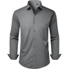 image:imageMens Dress Shirts Long Sleeve Stretch Wrinkle Free Work Button Down ShirtGrey