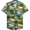 image:imageMens Hawaiian Shirt Summer Beach Casual Short Sleeve Button Down ShirtsBrown Green Beach