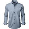 image:imageMens Long Sleeve Dress Shirts Wrinkle Free Stretch Button Down ShirtGrey