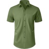 image:imageMens Short Sleeve Dress Shirt Wrinkle Free Button Down Shirt with PocketArmy Green