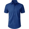 image:imageMens Short Sleeve Dress Shirt Wrinkle Free Button Down Shirt with PocketBlue