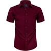 image:imageMens Short Sleeve Dress Shirt Wrinkle Free Summer Button Down ShirtsAwine Red