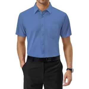 image:imageAlimens amp Gentle Mens Dress Shirt Short Sleeve Pocket Button Down ShirtDusty Blue