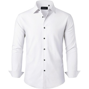 image:imageAlimens amp Gentle Mens Dress Shirts Stretch Long Sleeve Formal Business Wedding Button Down Shirt Wrinkle FreeWhite
