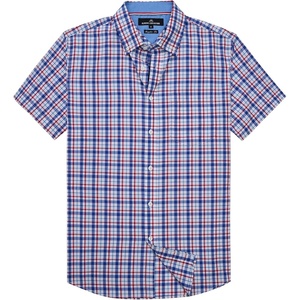 image:imageAlimens amp Gentle Plaid Mens Short Sleeve Button Down Shirts with PocketBlue Red Plaid