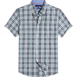 image:imageAlimens amp Gentle Plaid Mens Short Sleeve Button Down Shirts with PocketGrey Green Plaid