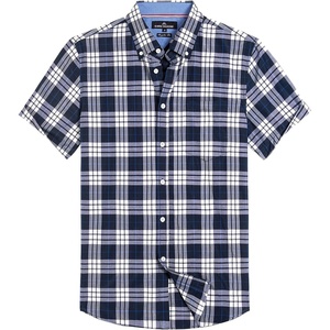 image:imageAlimens amp Gentle Plaid Mens Short Sleeve Button Down Shirts with PocketNavy Blue Plaid
