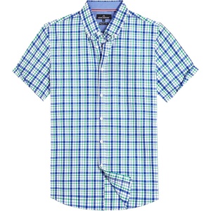 image:imageAlimens amp Gentle Plaid Mens Short Sleeve Button Down Shirts with PocketNavy Green Check