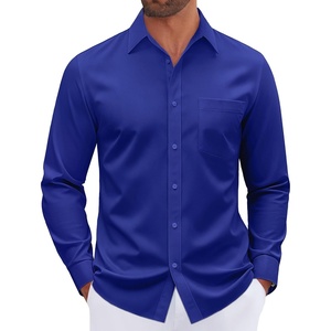 image:imageMens Dress Shirt Long Sleeve Wrinkle Free Stretch Button Down ShirtRoyal Blue
