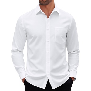 image:imageMens Dress Shirt Long Sleeve Wrinkle Free Stretch Button Down ShirtWhite
