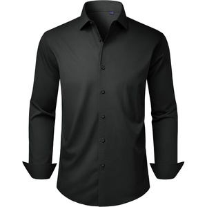 image:imageMens Dress Shirts Long Sleeve Stretch Wrinkle Free Work Button Down ShirtBlack