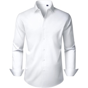 image:imageMens Dress Shirts Long Sleeve Stretch Wrinkle Free Work Button Down ShirtWhite