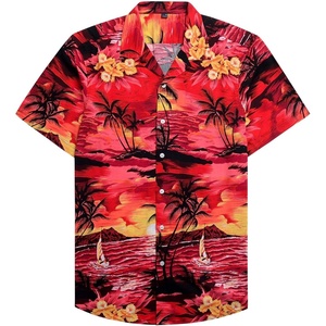 image:imageMens Hawaiian Shirt Summer Beach Casual Short Sleeve Button Down Shirts1609 Red