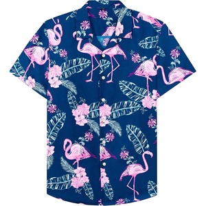 image:imageMens Hawaiian Shirt Summer Beach Casual Short Sleeve Button Down ShirtsNavy Rosy