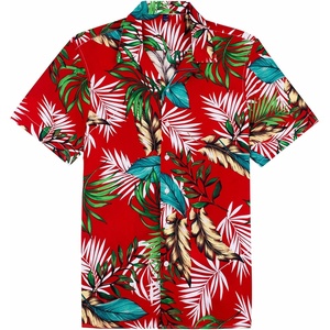 image:imageMens Hawaiian Shirt Summer Beach Casual Short Sleeve Button Down ShirtsRed Green
