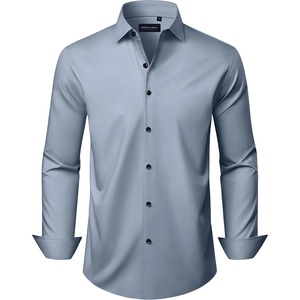 image:imageMens Long Sleeve Dress Shirts Wrinkle Free Stretch Button Down ShirtGrey