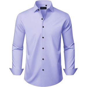 image:imageMens Long Sleeve Dress Shirts Wrinkle Free Stretch Button Down ShirtLavender