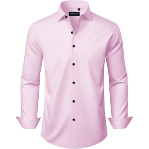 image:imageMens Long Sleeve Dress Shirts Wrinkle Free Stretch Button Down ShirtPink
