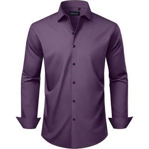 image:imageMens Long Sleeve Dress Shirts Wrinkle Free Stretch Button Down ShirtPurple