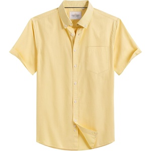 image:imageMens Oxford Dress Shirt Short Sleeve Button Down Collar Summer Casual ShirtYellow