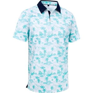 image:imageMens Polo Shirts Stretch Dry Fit Printed Golf Shirt Summer Party Beach TopsBlue Coconut Beach