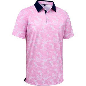 image:imageMens Polo Shirts Stretch Dry Fit Printed Golf Shirt Summer Party Beach TopsPink Coconut Beach
