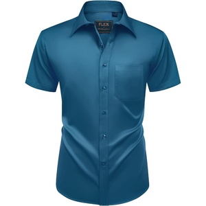 image:imageMens Short Sleeve Dress Shirt Wrinkle Free Summer Button Down ShirtsAzure Blue