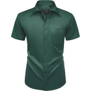 image:imageMens Short Sleeve Dress Shirt Wrinkle Free Summer Button Down ShirtsDark Green