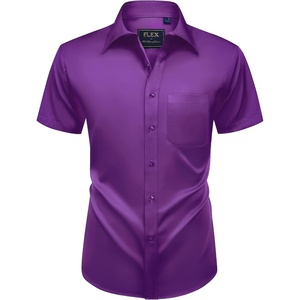image:imageMens Short Sleeve Dress Shirt Wrinkle Free Summer Button Down ShirtsDark Purple