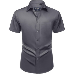 image:imageMens Short Sleeve Dress Shirt Wrinkle Free Summer Button Down ShirtsGray