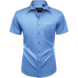 image:imageMens Short Sleeve Dress Shirt Wrinkle Free Summer Button Down ShirtsIndigo Blue