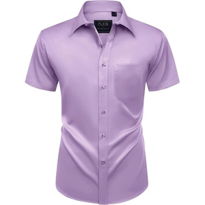 image:imageMens Short Sleeve Dress Shirt Wrinkle Free Summer Button Down ShirtsLavender
