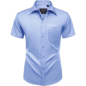 image:imageMens Short Sleeve Dress Shirt Wrinkle Free Summer Button Down ShirtsLight Blue