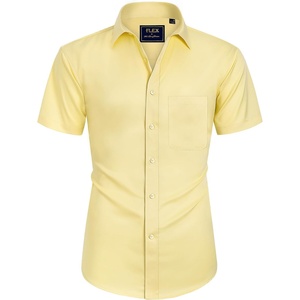 image:imageMens Short Sleeve Dress Shirt Wrinkle Free Summer Button Down ShirtsLight Yellow