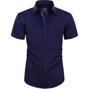 image:imageMens Short Sleeve Dress Shirt Wrinkle Free Summer Button Down ShirtsNavy Blue