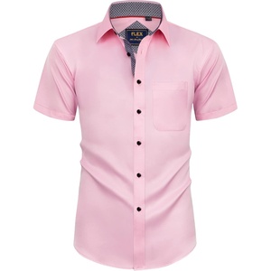 image:imageMens Short Sleeve Dress Shirt Wrinkle Free Summer Button Down ShirtsPink