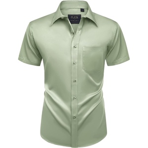 image:imageMens Short Sleeve Dress Shirt Wrinkle Free Summer Button Down ShirtsSage Green
