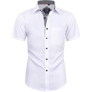 image:imageMens Short Sleeve Dress Shirt Wrinkle Free Summer Button Down ShirtsWhite Grey