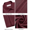 image:imageMens Cuban Guayabera Short Sleeve Button Down Shirt Casual Beach SummerBurgundy