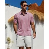 image:imageMens Cuban Guayabera Short Sleeve Button Down Shirt Casual Beach SummerCoral Pink