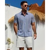 image:imageMens Cuban Guayabera Short Sleeve Button Down Shirt Casual Beach SummerDusty Blue