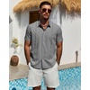 image:imageMens Cuban Guayabera Short Sleeve Button Down Shirt Casual Beach SummerGrey